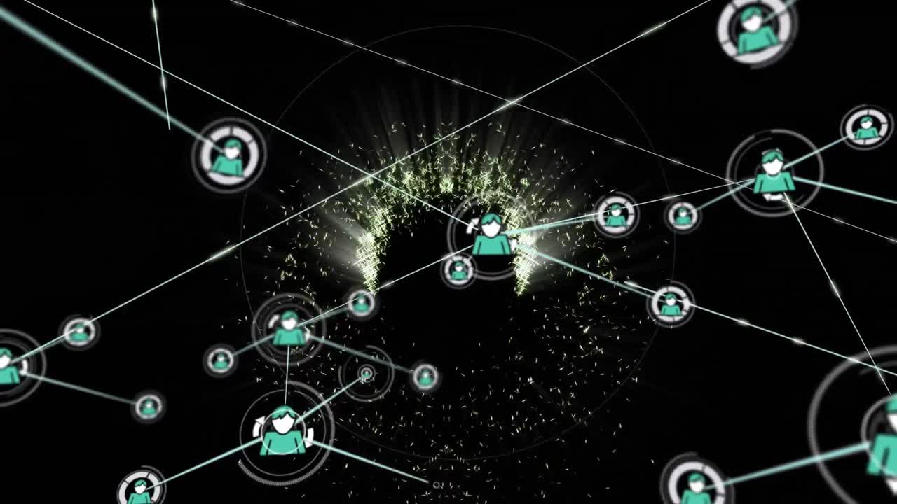 animación de la red de conexiones sobre círculos