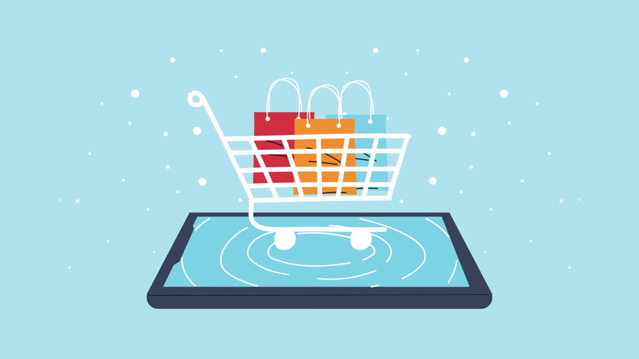 스마트 폰 쇼핑 카트 상거래 전자 애니메이션