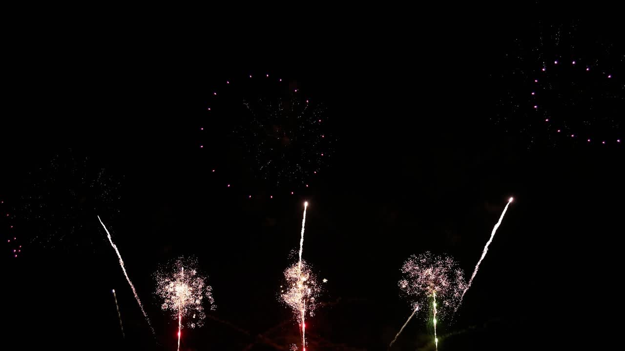 Seamless looping real Fireworks display celebration, Colorful New Year Firework 4K