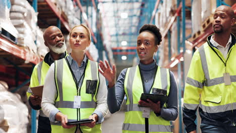 warehouse workers inspecting inventory