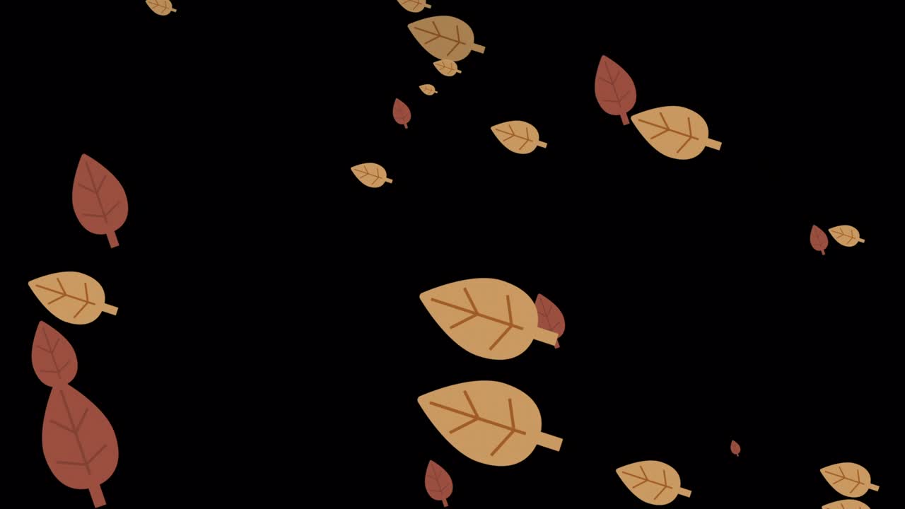 간단하고 귀여운 잎 입자 떨어진 잎 검은 배경