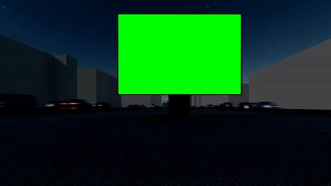 city street billboard green screen. banner for marketing design. blank mockup. night 4k
