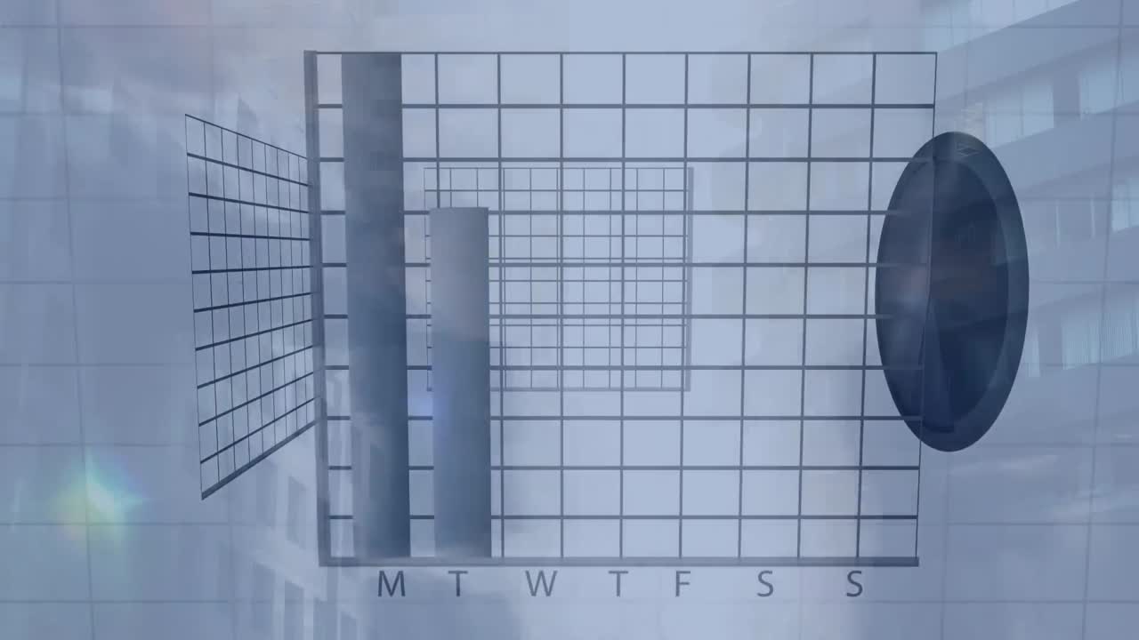 personas caminando rápido con gráfico de pastel y gráfico en primer plano