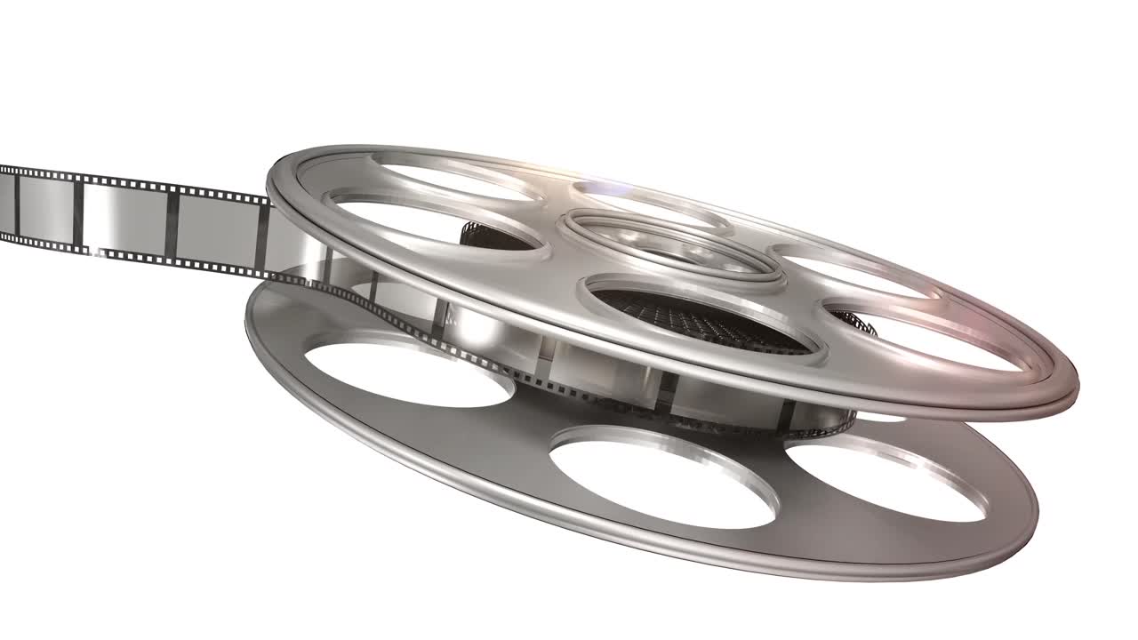 필름 릴에서 굴러 나오는 필름