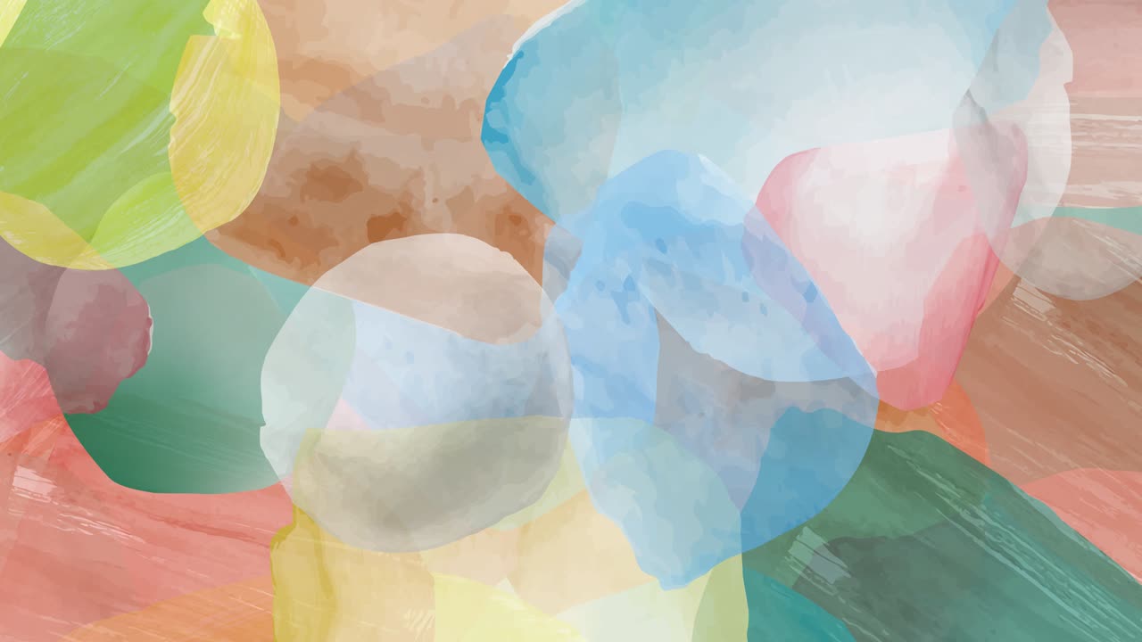 애니메이션 페인팅, 페인트 스테인, 블로트, 손으로 칠한 수채화 스테인의 추상적인 미니멀리즘 작곡과 함께 원활한 루프 패턴, 당신의 디자인을위한 밝은 배경에 4k 그래픽 모션