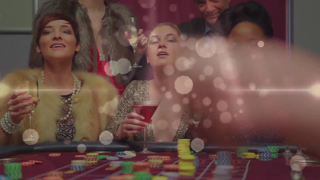 composición de amigos en una fiesta con luces blancas