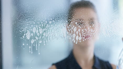 window, hand and woman, cleaning