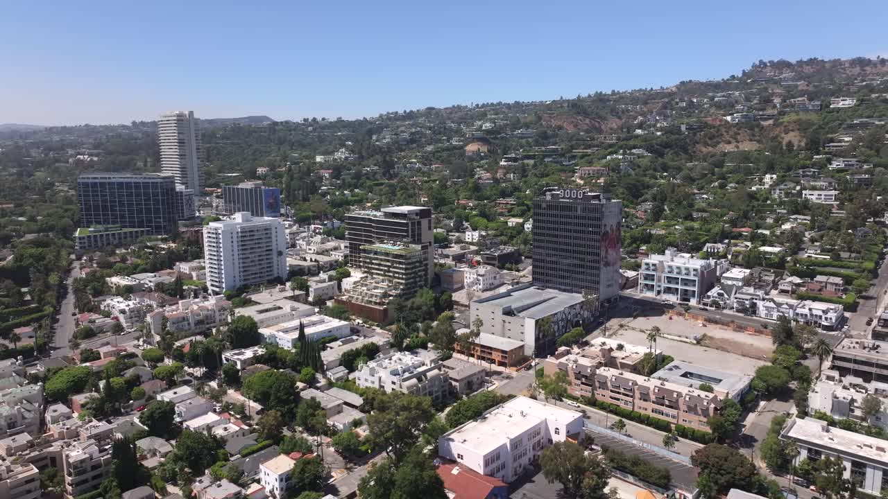 웨스트 할리우드의 공중 전망 로스 앤젤레스의 선 ⁇  불레바드 지역의 주택 이웃