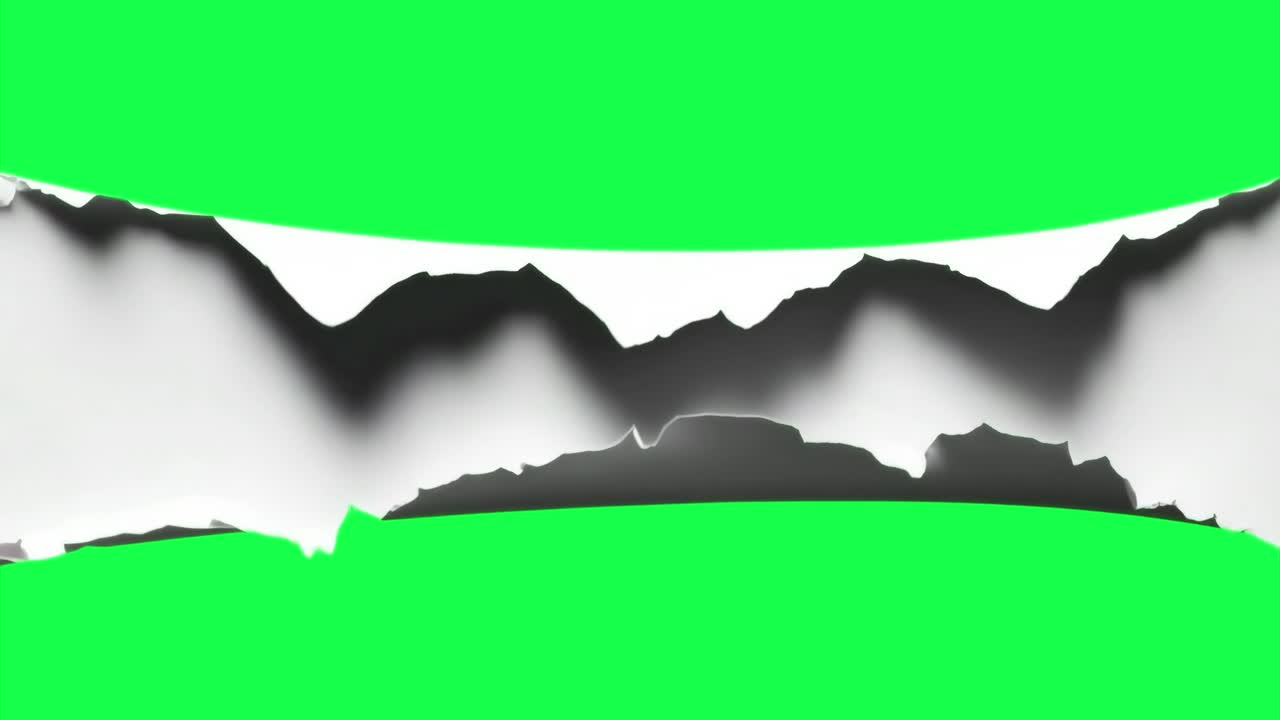 Torn paper animation, transparent 4K video, green screen