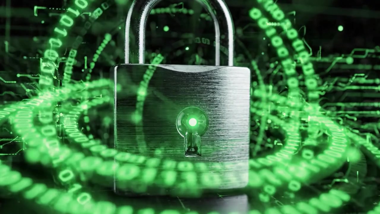A Stunning Visualization of Digital Security and Encryption with a Padlock Surrounded by Binary Code, Emphasizing Data Protection and Cybersecurity Measures