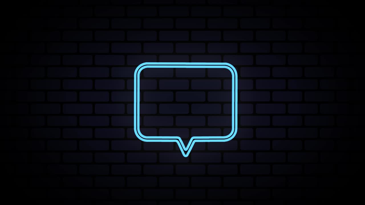 4k neon light speech bubble animation su sfondo nero.
