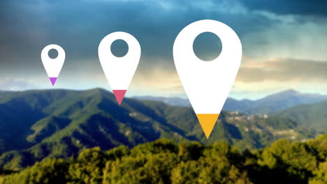 alfileres de ubicación sobre el paisaje