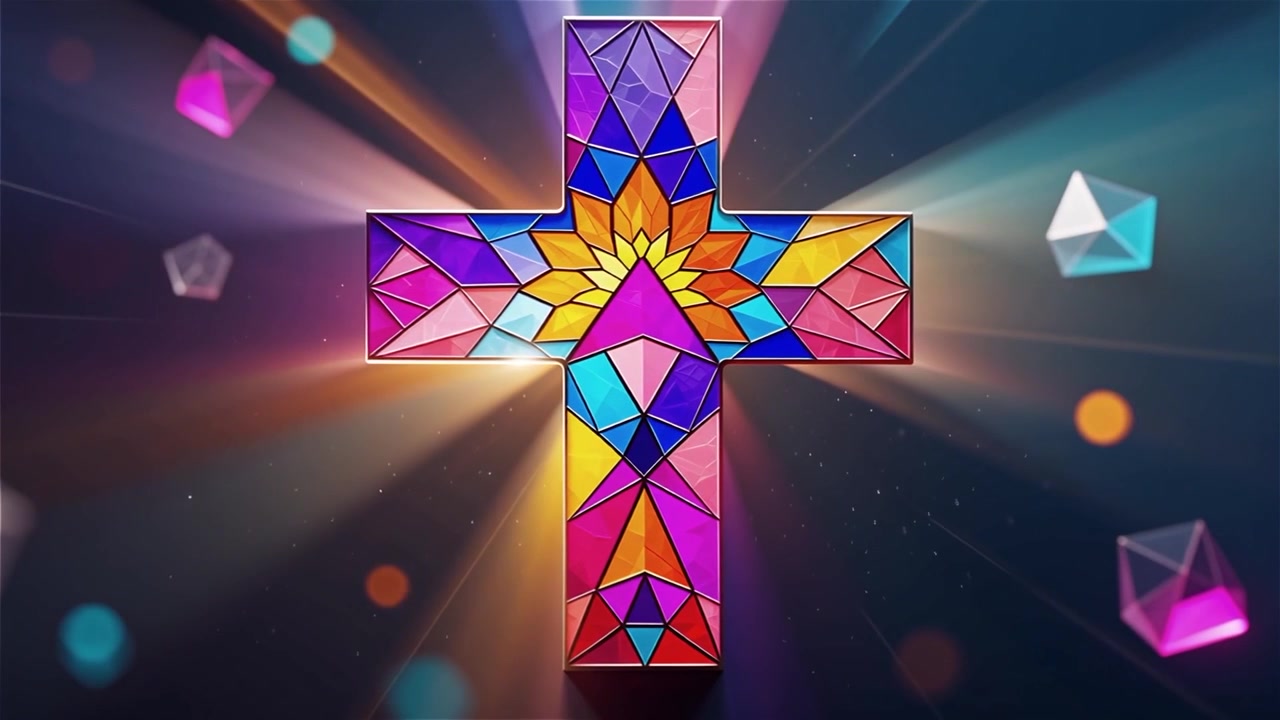 Cruz Cristiana con Luz Celestial, Fondo para Adoración.