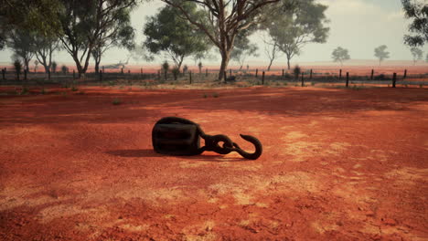 rusty hook and pulley in the outback