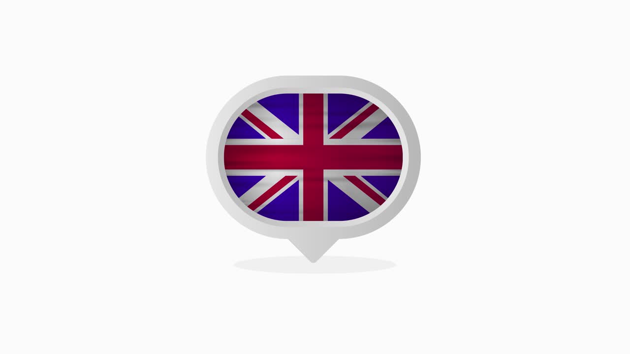 Bandiera britannica realistica. Prodotto in Gran Bretagna. Grafica in movimento