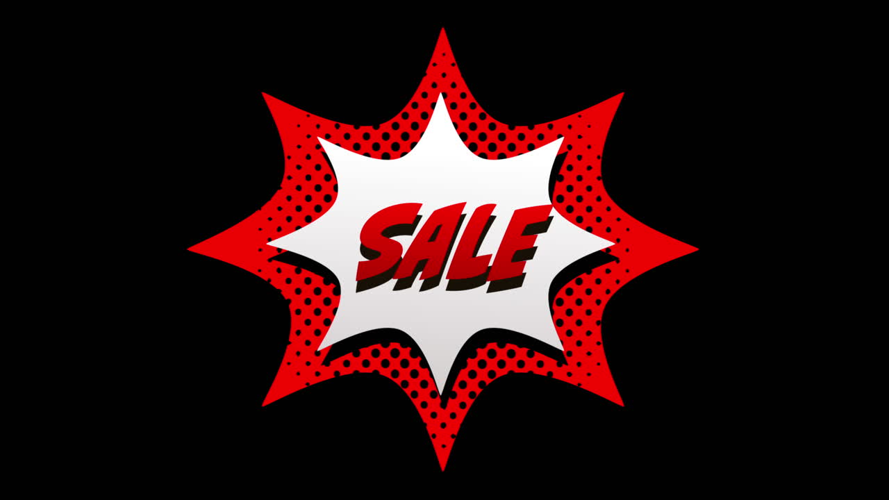 texto de venta en estilo de dibujos animados explosión 4k