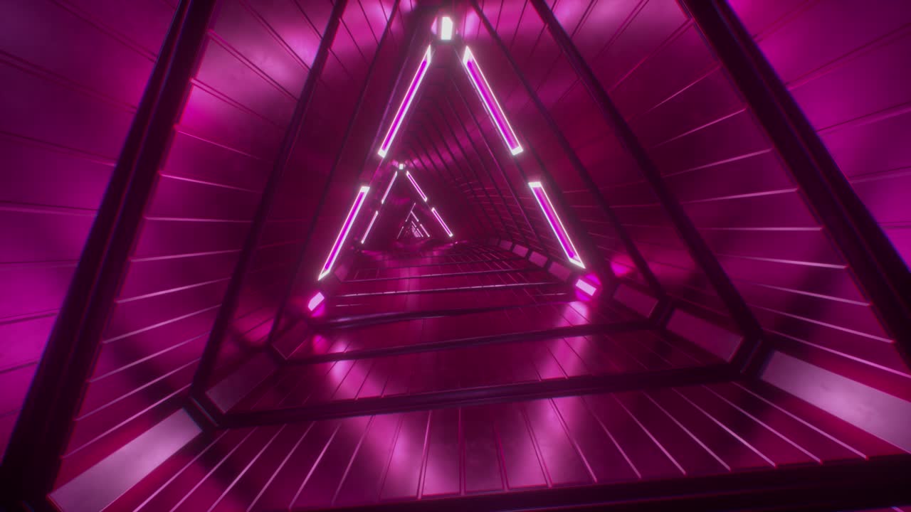 túnel de triángulo de neón rosa