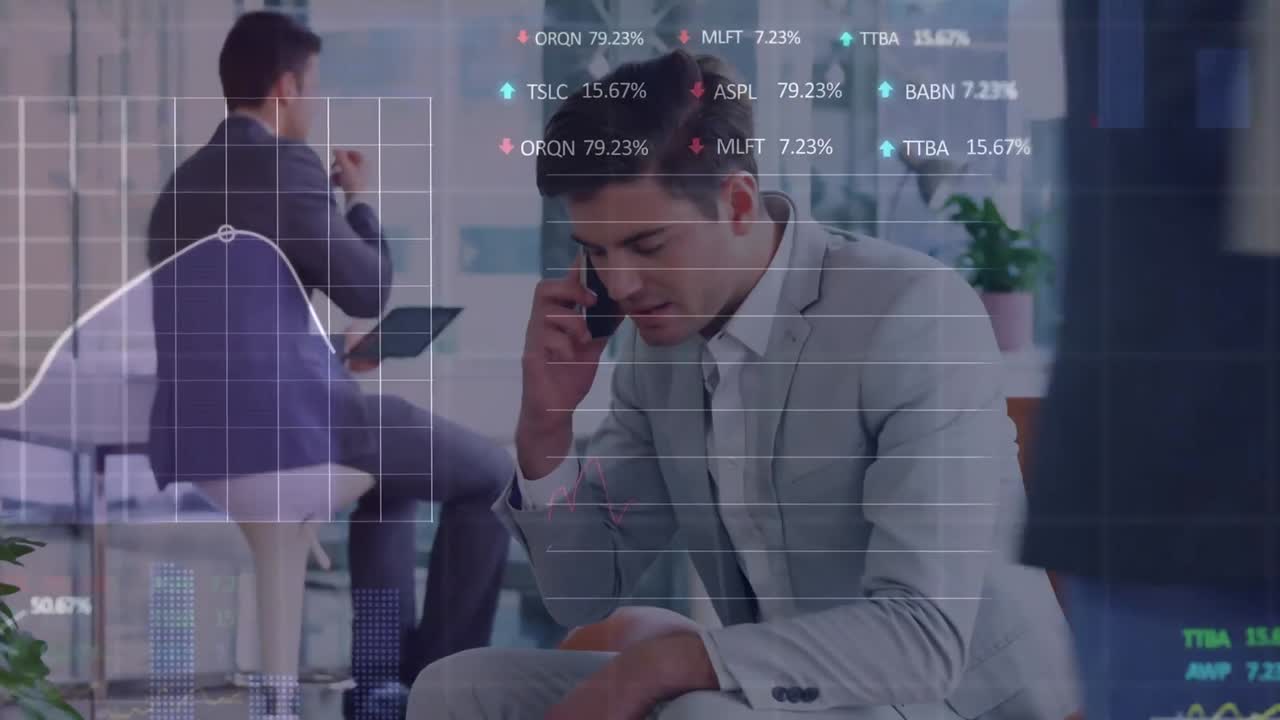 사무실에서 다양한 비즈니스 사람들에 대한 데이터 처리의 애니메이션