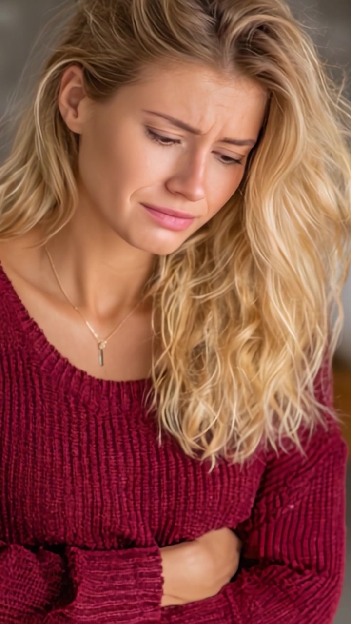A Moment of Reflection: Capturing the Emotional Depth and Vulnerability of a Woman in a Sweater as She Faces Inner Turmoil and Contemplates Her Feelings.