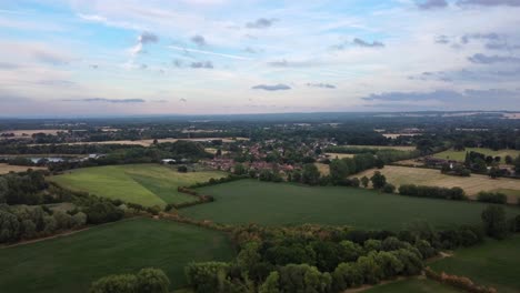 drone flying fast over rural countryside in england