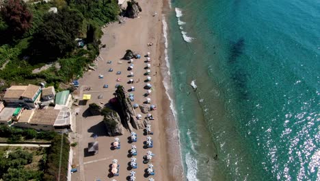 drone view of kontogialos beacj in corfu greece