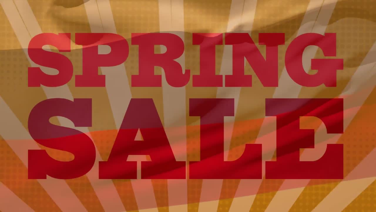 animación del texto de la venta de primavera y rayas naranjas radiantes sobre la bandera de los países bajos