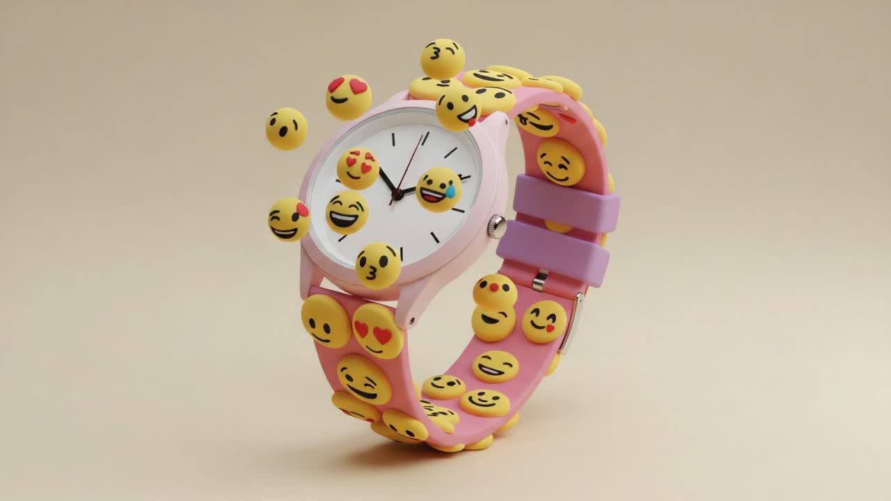 A Playful Watch Adorned with Colorful Emoji Designs, Showcasing a Fun and Unique Style That Captivates With Its Whimsical Charm and Vibrant Colors
