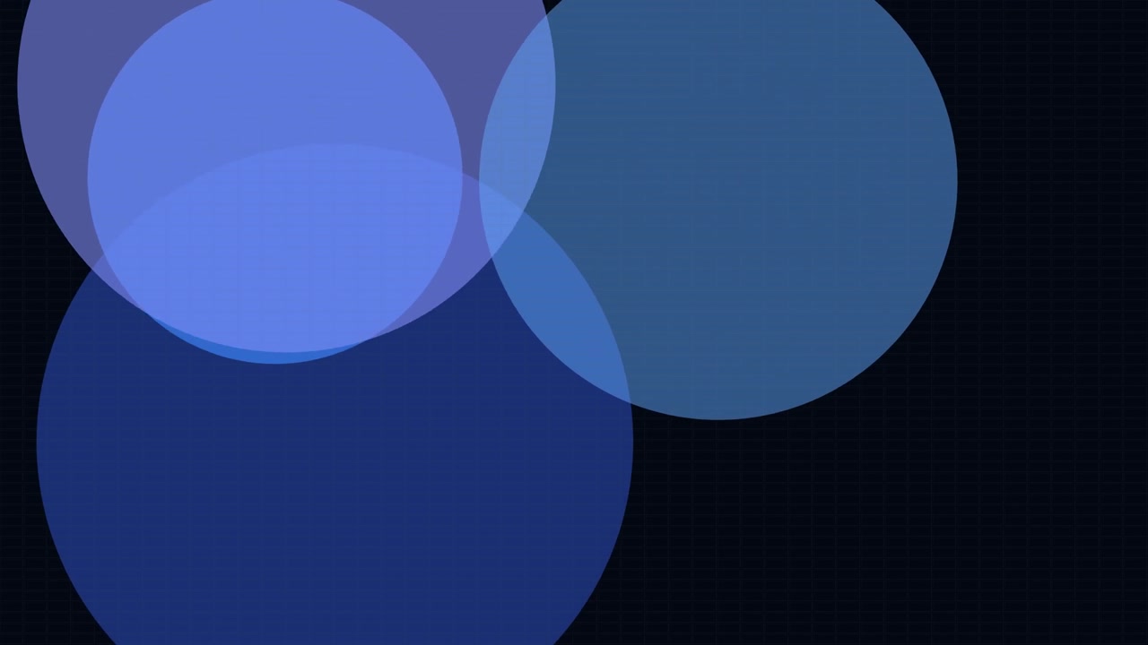 Abstract Motion Graphic with Overlapping Blue Circles on Dark Background