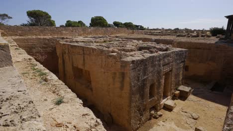 wide high angle view of the tomb of the kings in paphos, cyprus