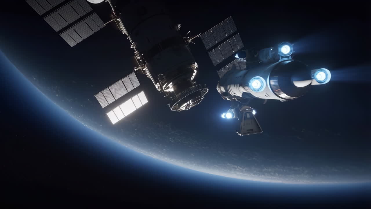 Satellite or Space Station Orbiting Earth