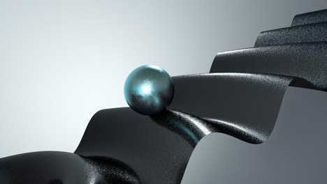 animación 3d abstracta de bola azul con textura material de ondas negras. animación de bucle sin costuras de 4k.