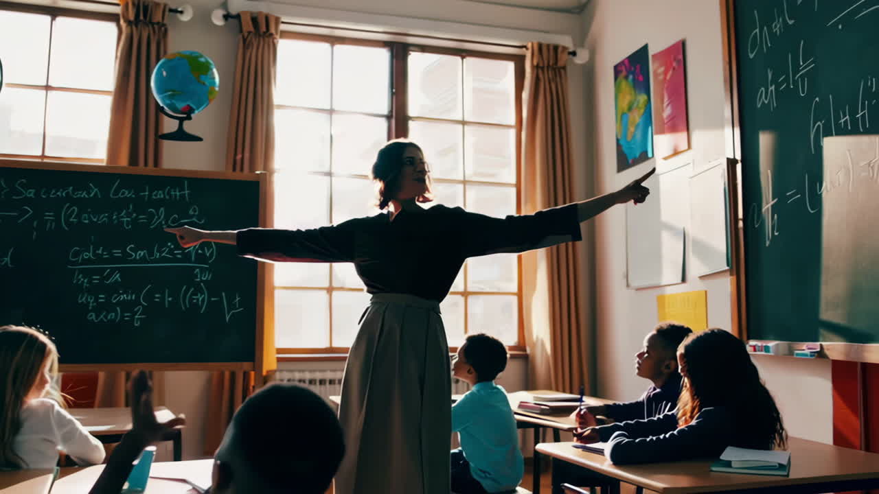 Classroom Scene: Teacher Teaching Math