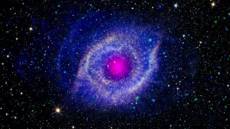 vuelo espacial en bucle exploración del espacio profundo viaje a la nebulosa de la hélice 4k 3d exploración espacial de bucle a la nebulosa hélice, nebulosa planetaria ubicada en la constelación de acuario.