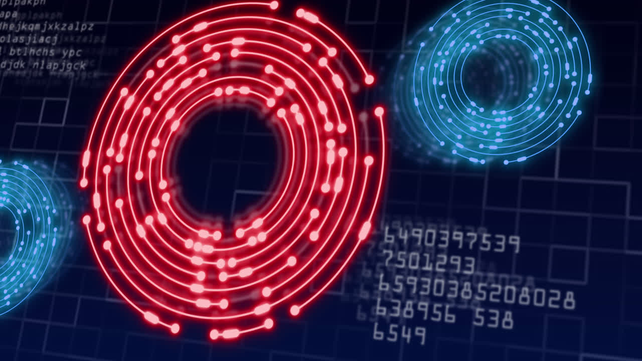 animación del circuito integrado de neón y datos sobre el fondo de la marina