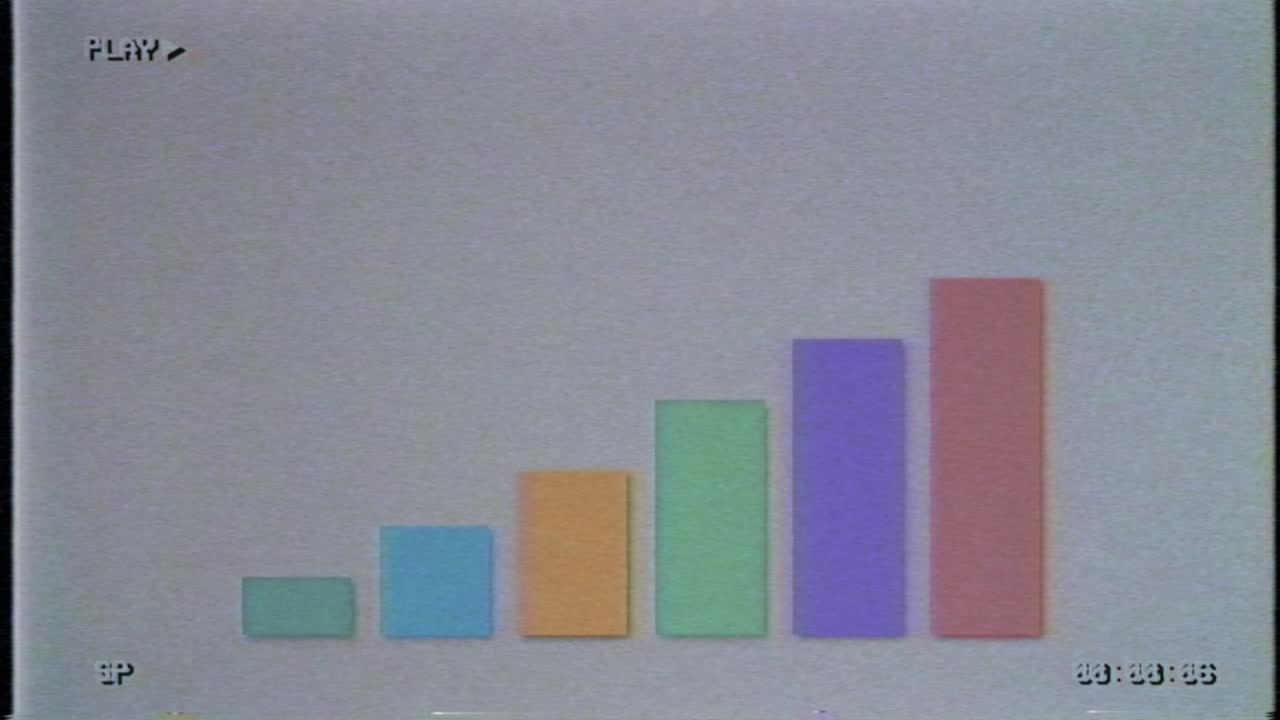 vhs efecto viejo creciente gráfico de columnas coloridas