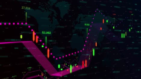 Animation-of-numbers-changing-and-data-processing-with-world-map