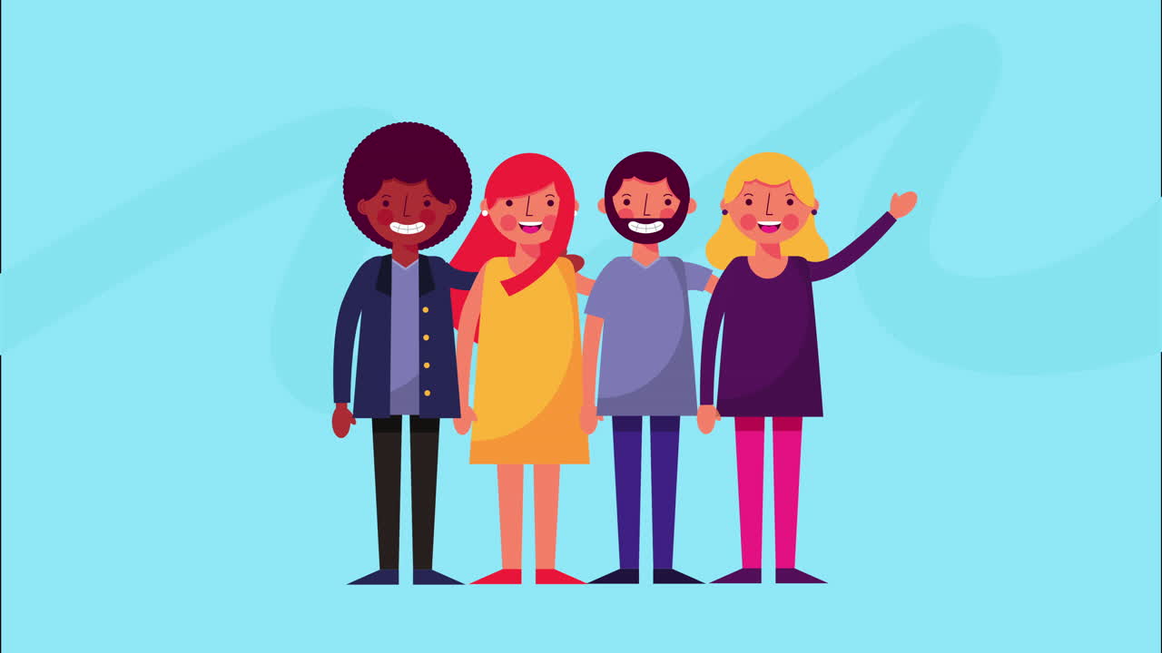 grupo de personajes de mejores amigos interraciales