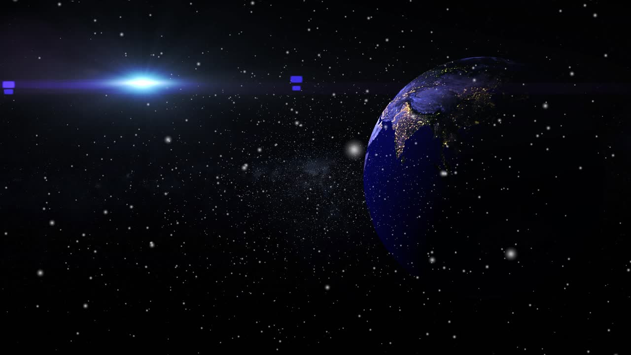 sistema solar, planeta tierra a una luz brillante de distancia en el espacio