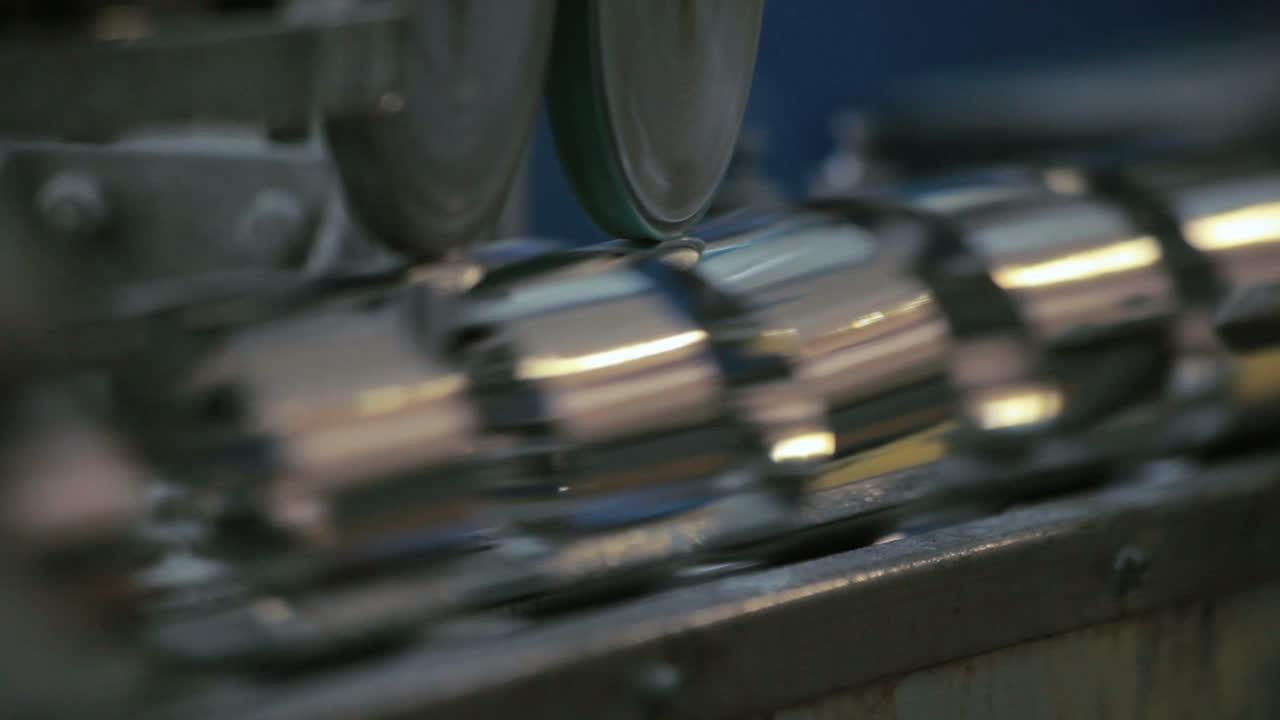 Can factory conveyor belt. Manufacturing industry. Factory conveyor line