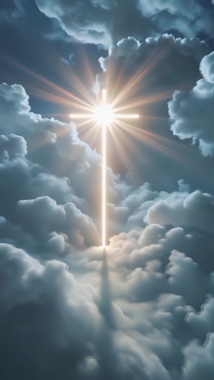Sfondo per Adorazione 4K: Croce Cristiana e Luce Celeste