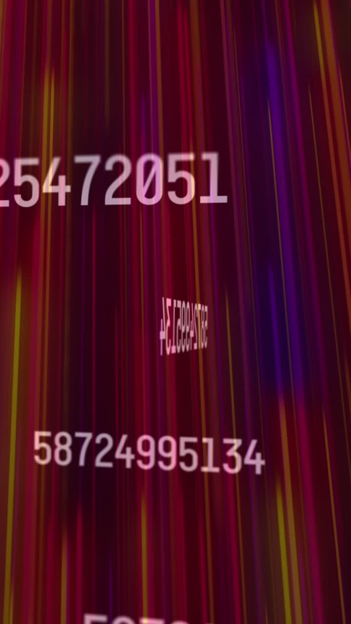 animación de números y iluminación en un fondo multicolor que cambia