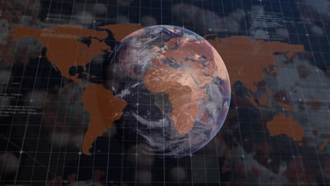 Animation-Von-Covid-19-Zellen-über-Globus-Und-Weltkarte