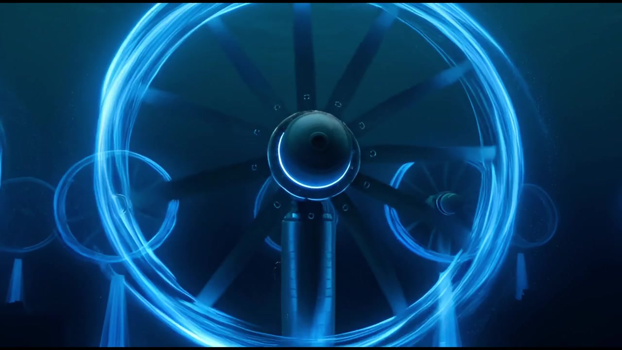 Futuristic Underwater Turbines Generating Clean Energy with Blue Light