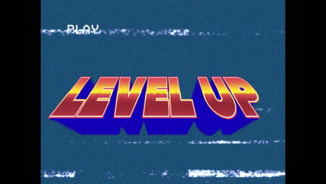 animación de nivel arriba en la pantalla con líneas y glitch