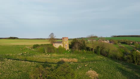 aerial drone footage of a small lincolnshire village called burwell in the uk
