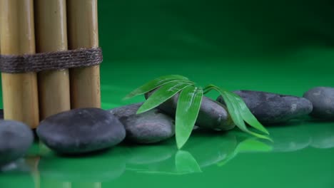 spiritual meditation settings with bamboo leaf and rocks