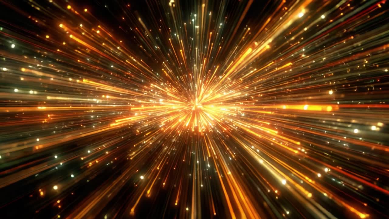 A Stunning Display of Radiant Energy: A Vibrant Explosion of Light and Color Captured in Dynamic Motion, Showcasing a Mesmerizing Array of Sparkling Particles