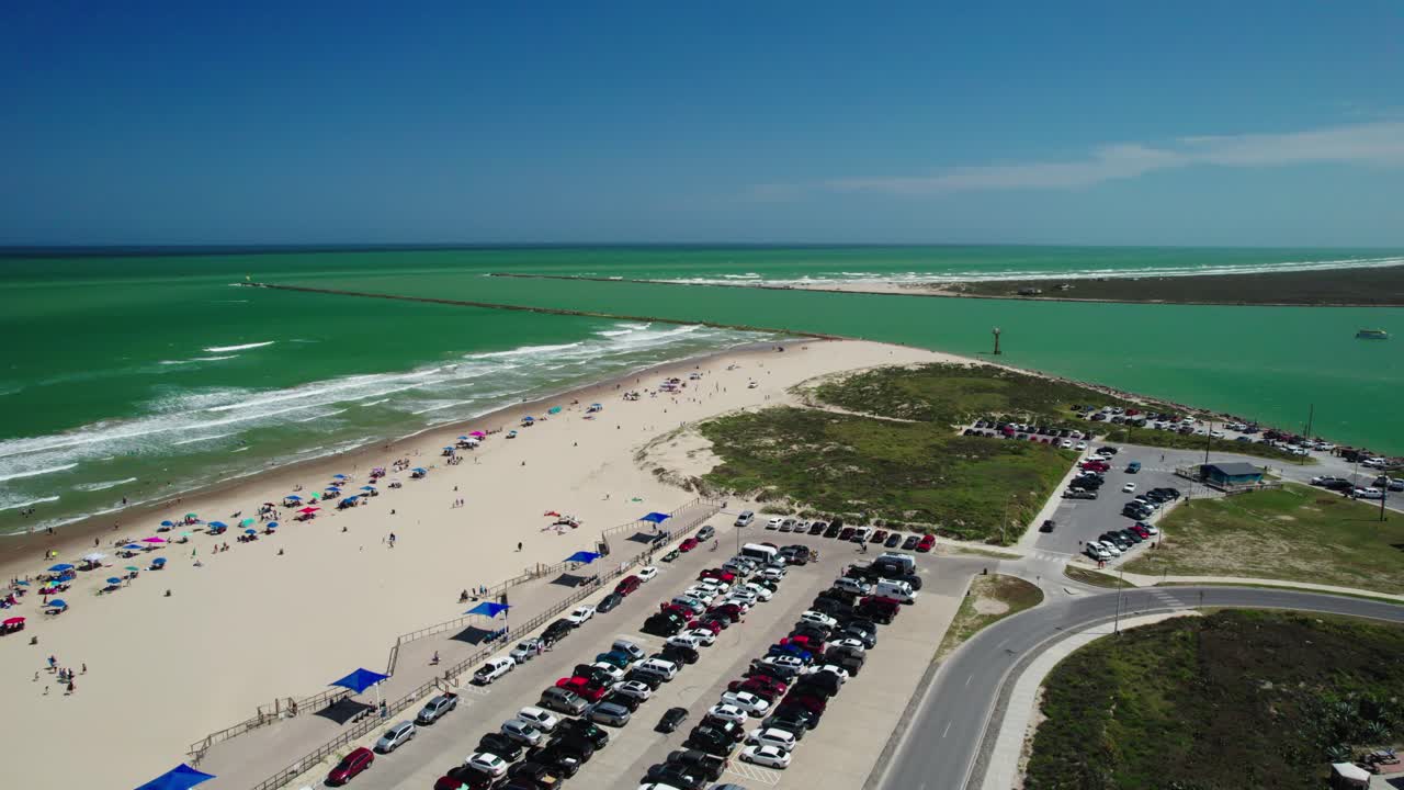 Texas Coastline: Drone View of South Padre Island Beach and Ocean