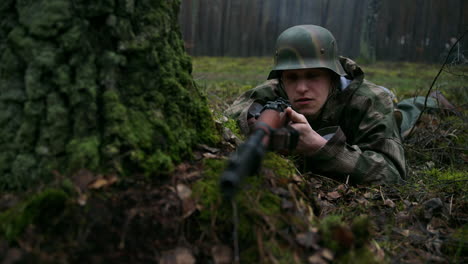 wwii german soldier in camouflage uniform