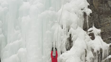 ascending aerial ice climbers scale cascade at mount kineo, maineline